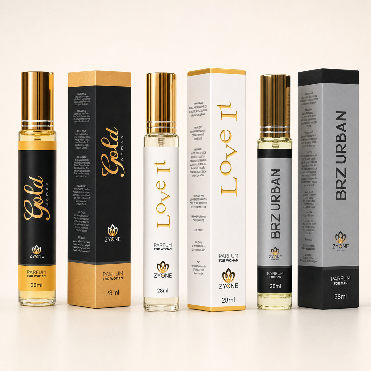 Kit com 3 perfumes Zyone de 28ml