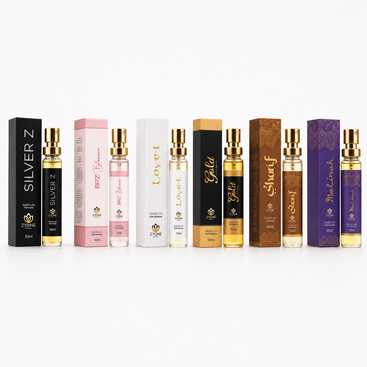 Kit com 6 perfumes Zyone de 10ml