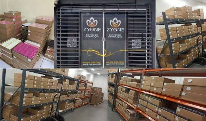 Centro de distribuição Zyone com estoque de produtos